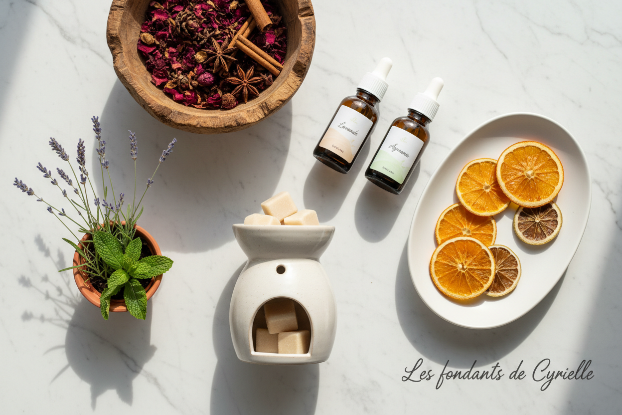 5 méthodes naturelles pour parfumer sa maison fondants cire soja plantes huiles essentielles - Les fondants de Cyrielle