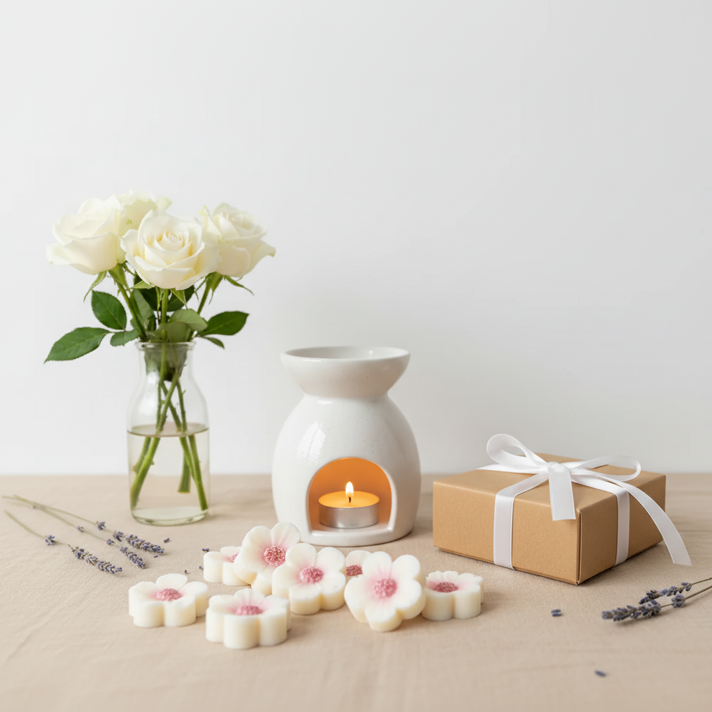 Composition de fondants parfumés artisanaux en cire de soja 100% naturelle, brûle-parfum